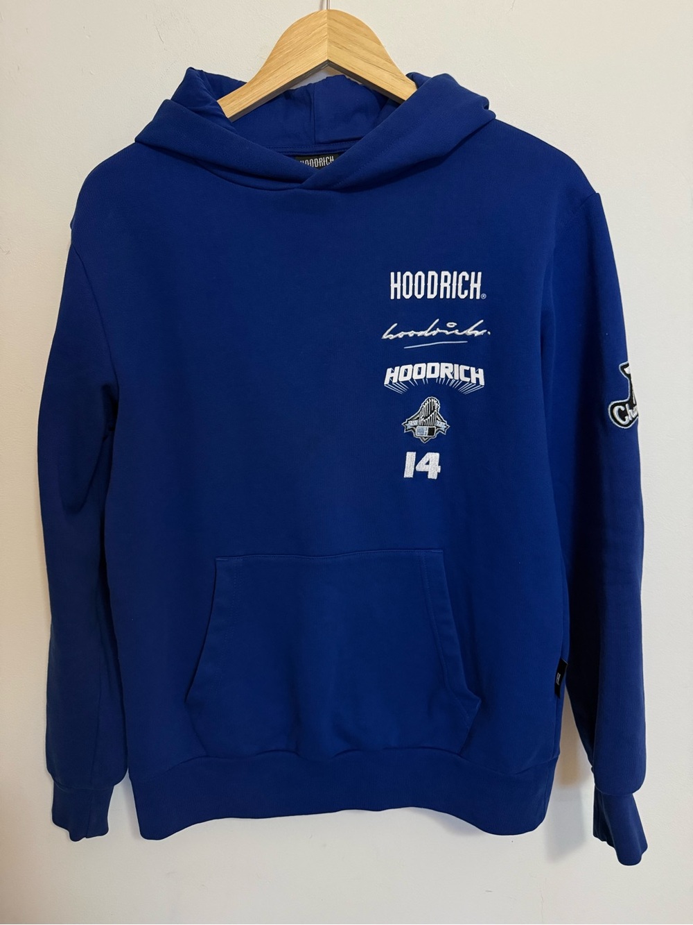 Hoodrich OG Stadium Mens Royal Blue Embroidered Pullover Hoodie SMALL - EUC